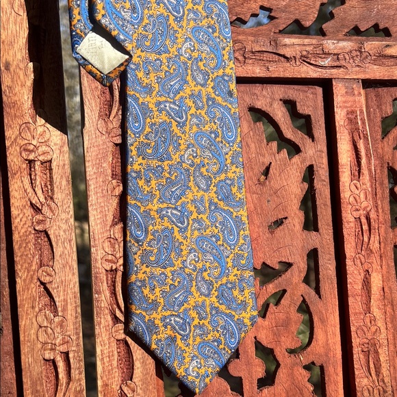 Dior Other - Vintage Dior Mustard and Blue Paisley Silk Tie